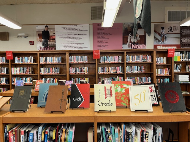 One hundred years of Bay View High School are on display in the school library.
