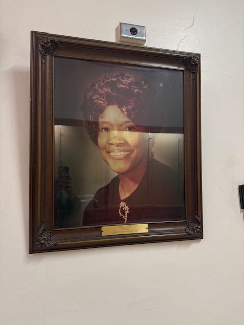 The portrait of Sarah A. Scott, Bay View High School’s first Black principal, hangs outside the main office. Scott led the school beginning in 1976 during the early years of Milwaukee’s school desegregation and was known for her strong commitment to students and community.